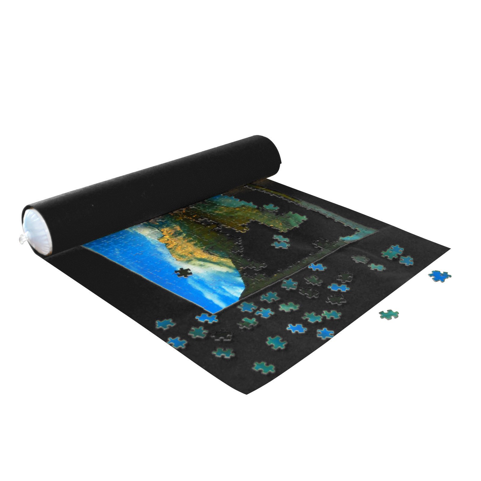 LAVIEVERT 3000 Piece Jigsaw Puzzle Mat Roll Up, Portable Puzzle Board for Adults, Giant Felt Mat for Easy Transport & Storage, Long Box Package, No Folded Creases - Black