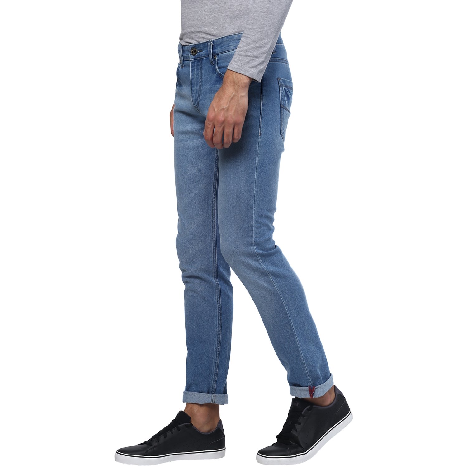 urbano fashion men's light blue stretchable slim fit jeans