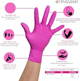 FRAMAR Pink Nitrile Gloves Medium Powder Free 100 Pack Durable view 3