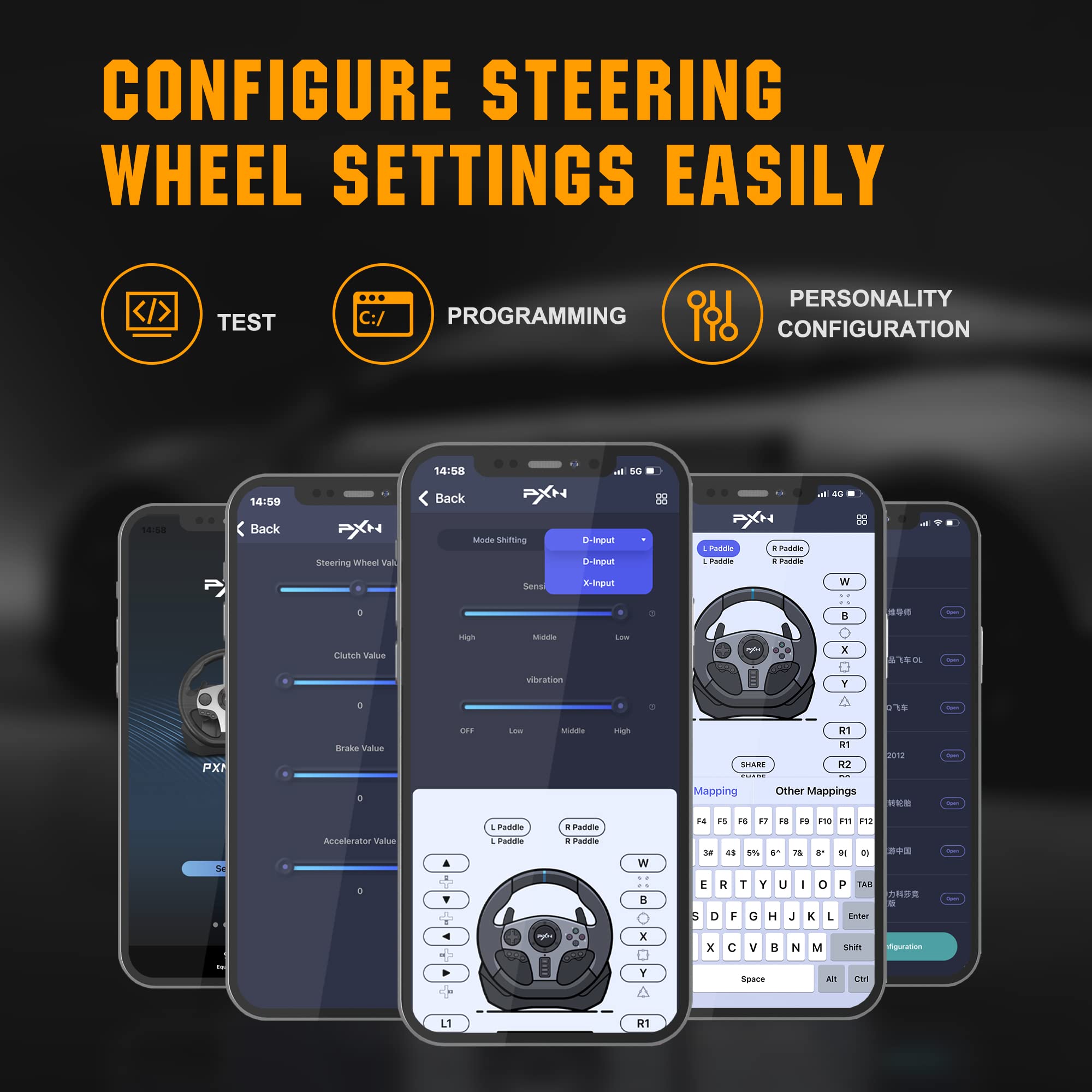 PXN V9 Gaming Steering Wheel, 270/900 Degree with Pedals and Shifter for Xbox One, Xbox Series S/X,PC, PS4, PS3, Switch