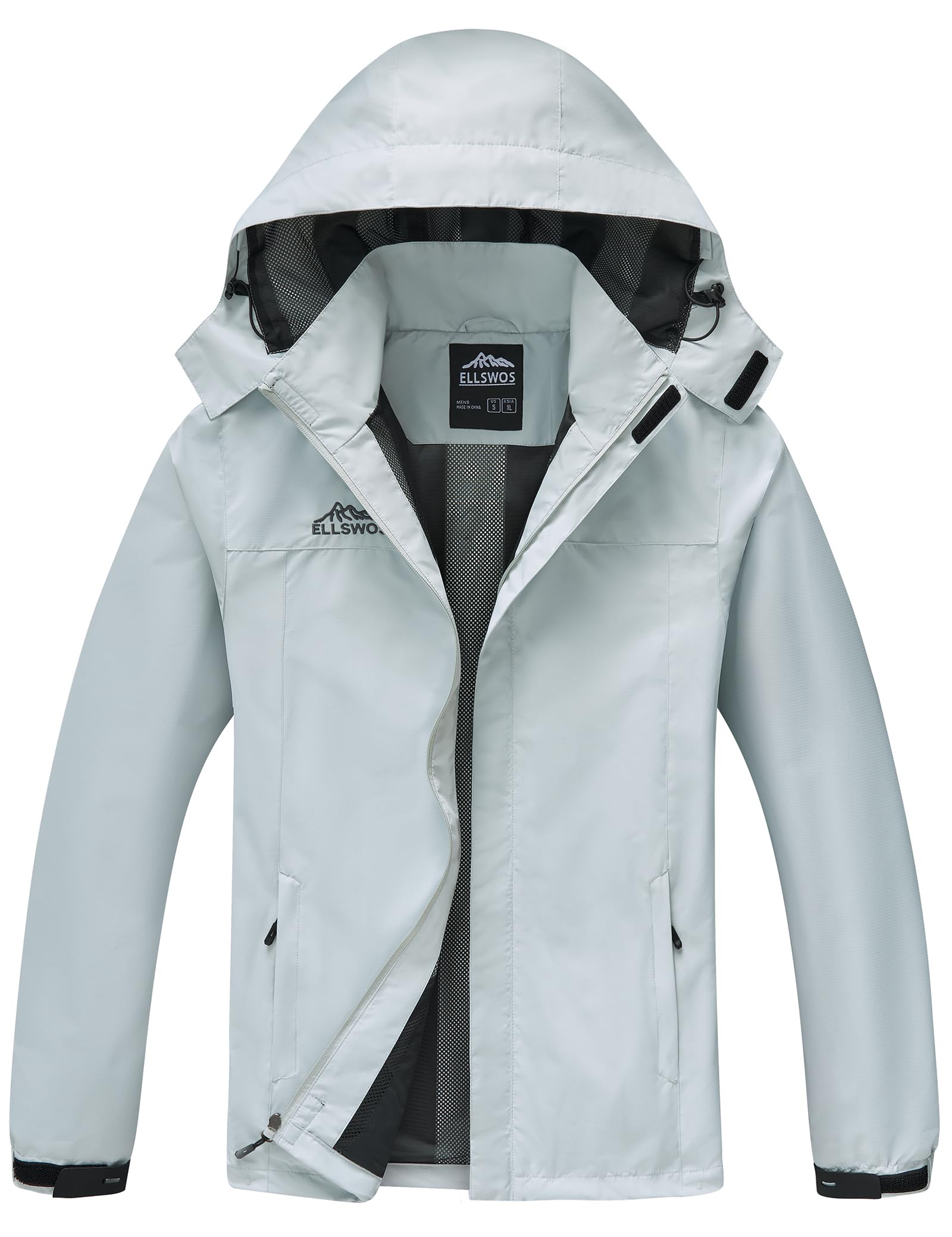 Photo 1 of ***DIRTY ***  ELLSWOS Men's Waterproof Raincoat Lightweight Rain Jacket with Detachable Hood Softshell Windbreakerl for Hiking Travel