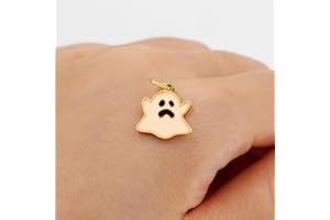 Halloween Scared Ghost Charms - Gold Plated Stainless Steel DIY Accessory Ideal for Handmade Enthusiasts YA6392