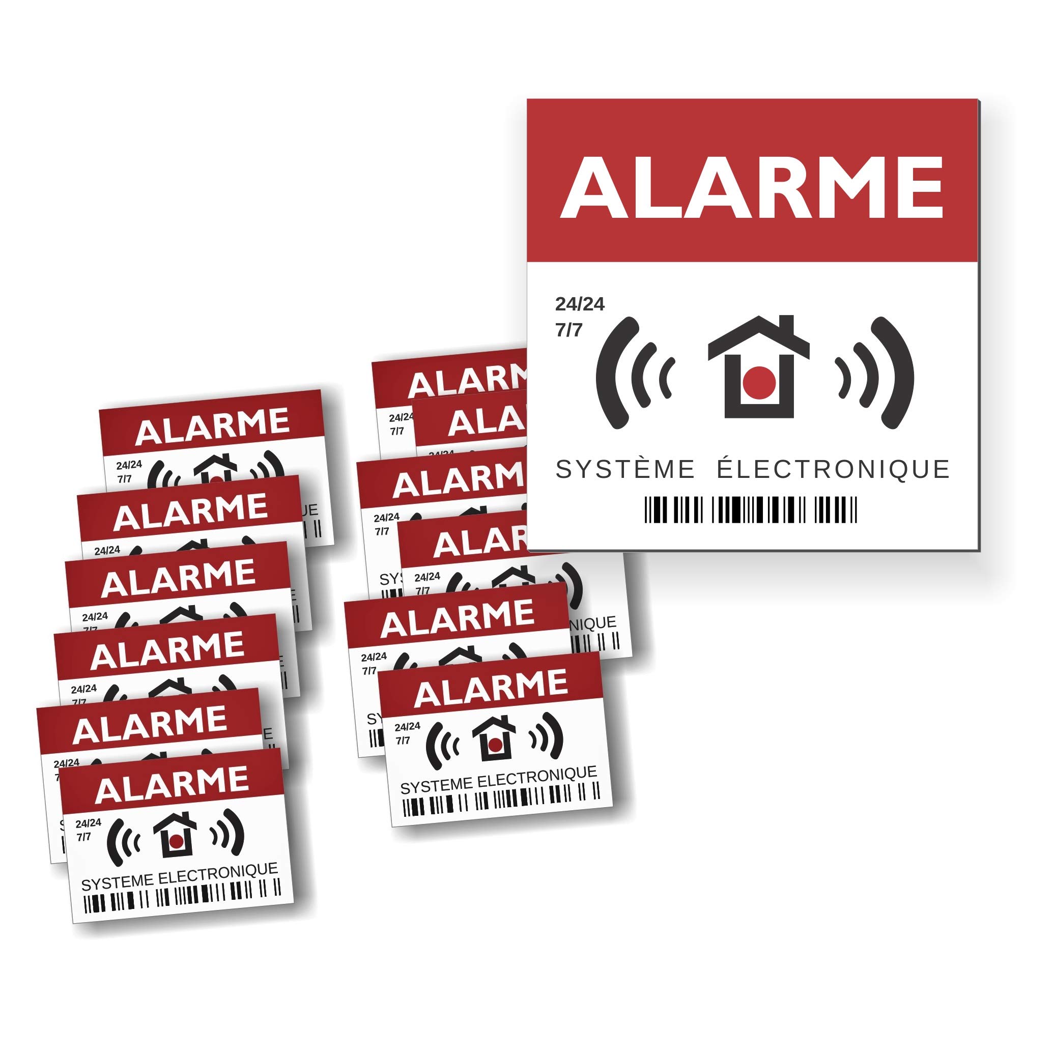 Set of 1 Aluminium Panel and 12 Stickers – Electronic Alarm System – Signal a Surveillance System/Camera – for Walls, Pole, Barrier, etc.
