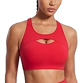 SYROKAN Hollow Out Breathable Sports Bras for Women Molded Cup Training Racerback Bra Medium Impact