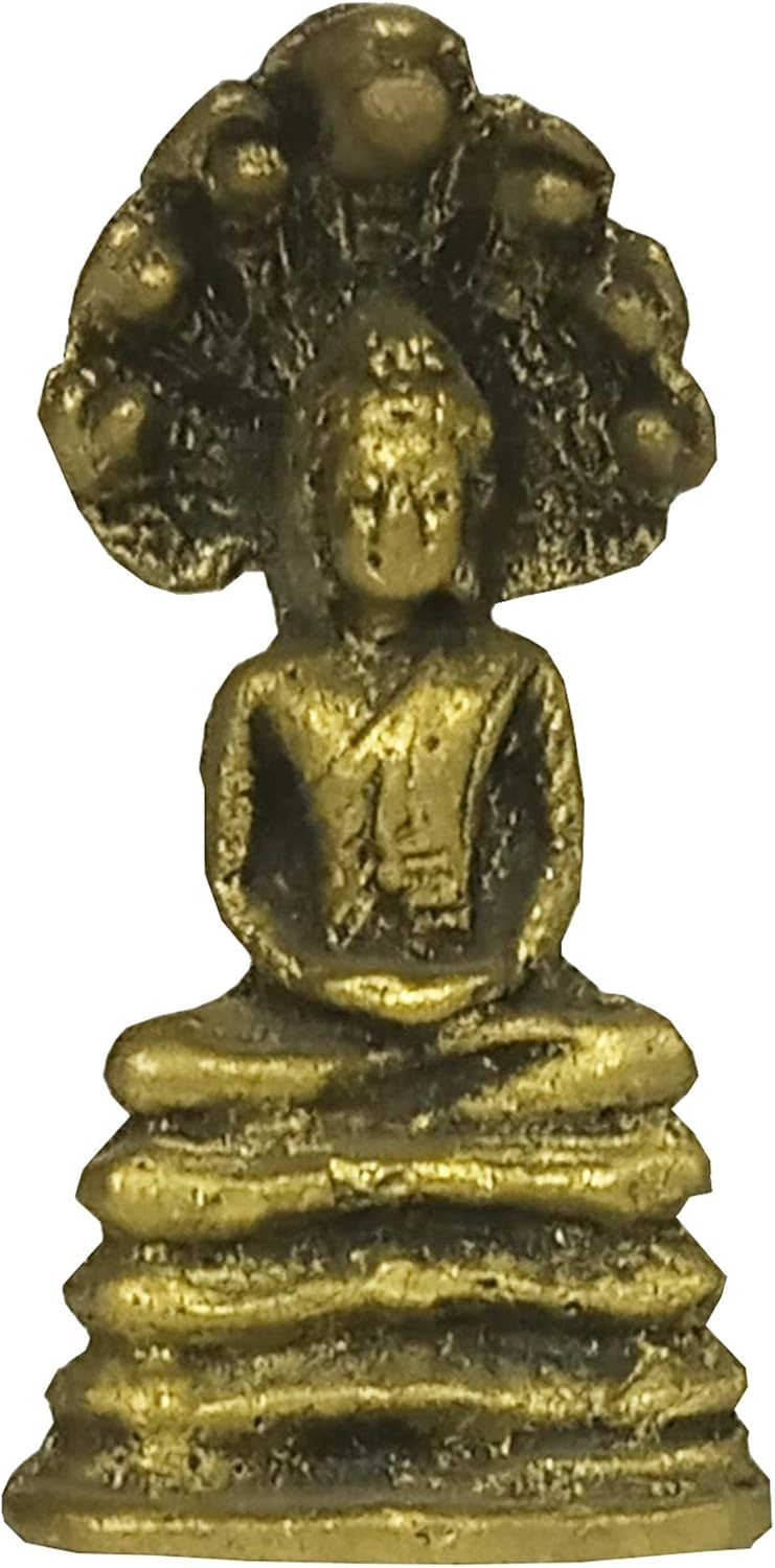 Purpledip Rare Miniature Jain Tirthankara Parshvanath: Unique Collectible Gold Finish Statue (12148)