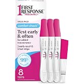 FIRST RESPONSE Comfort Check Pregnancy Test, 8 Count, Pink &amp; White | Test As Early As 6 Days*, Over 99% Accurate*, Early Pregnancy Detection, Answers In Minutes, Trusted For 30 Years
