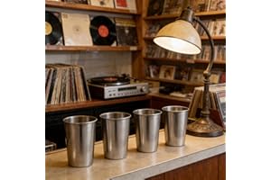 5.7oz Stainless Steel Pint Cup, Unbreakable and Stackable, Metal Drinking Glasses 4 Pack