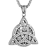 HZMAN Double Sided Stainless Steel Triple Goddess Triquetra Necklace Celtic Knot Irish Christian Trinity Knot Pendant