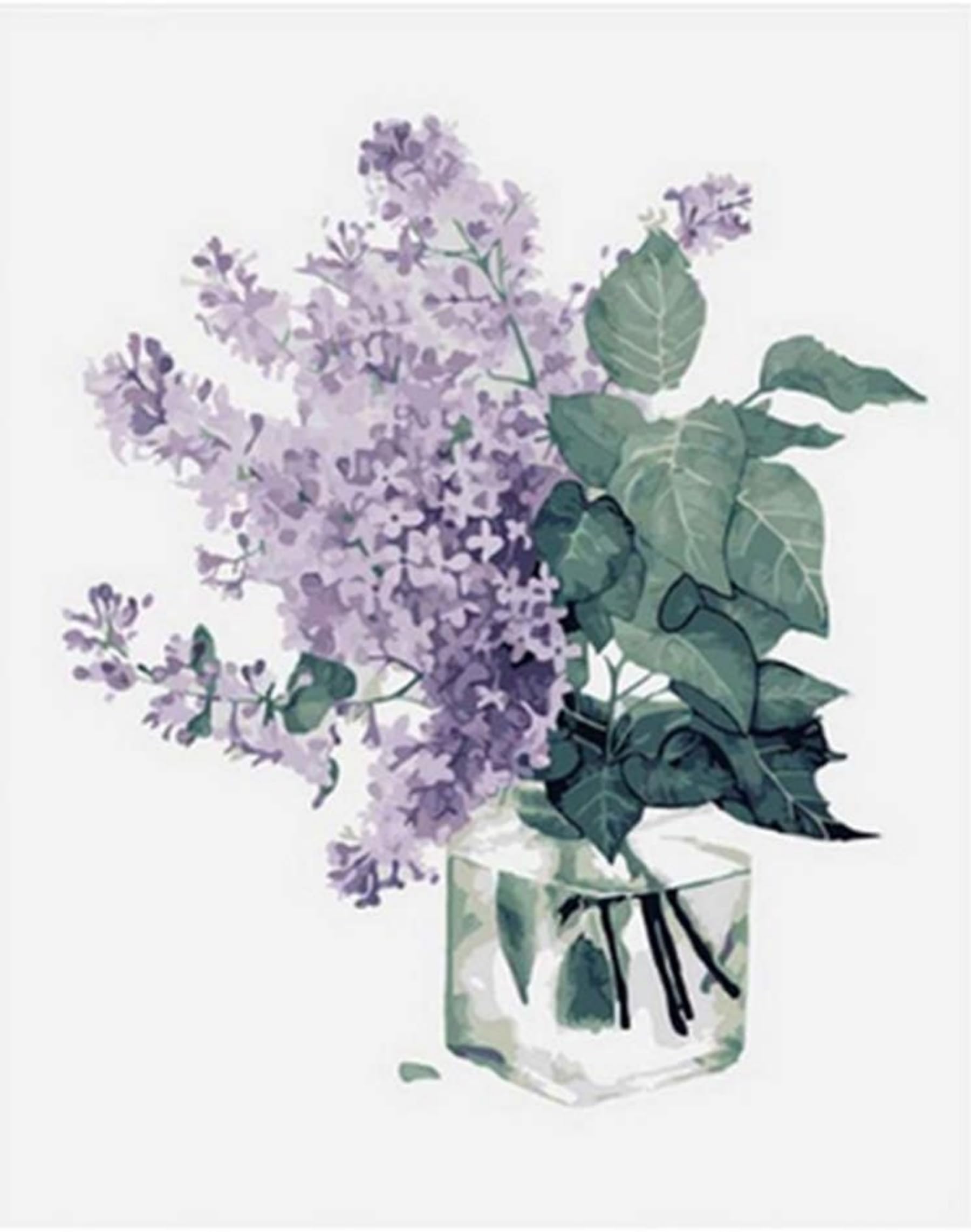 ABEUTY DIY Fabric Decorating Kits, Paint by Numbers Plant Vase 16x20 inches Number Painting Wall Art (Lilac, No Frame)