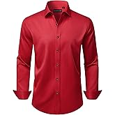 Lusead Men's Dress Shirts Long Sleeve Stretch Wrinkle Free Wedding Formal Business Button Down Shirt
