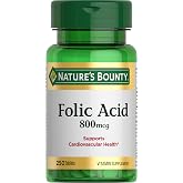Nature's Bounty Folic Acid Supplement, Supports Cardiovascular Health, 800mcg, 250 Tablets
