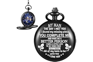 Whodoit Engraved to My Fiance/to My Boyfriend/to My Husband/My Men Mechanical Pocket Watch for Fiance Customized Personalized Mechanical Pocket Watches with Leather Box for Men