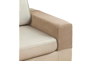 STLEMIKO Couch Sofa Arm Chair Covers Set of 2 Polyester Stretch Arm Rest Covers for Sofa Recliner Chair Arm Covers Protectors with Twist Pins (Light Coffee,M)