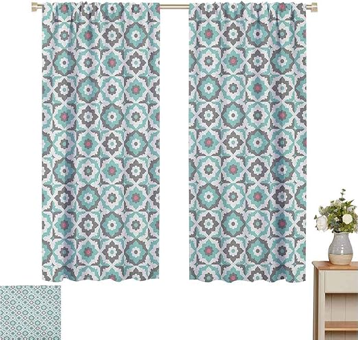 Juego de 2 cortinas para cocina, estilo antiguo, mosaico con margaritas