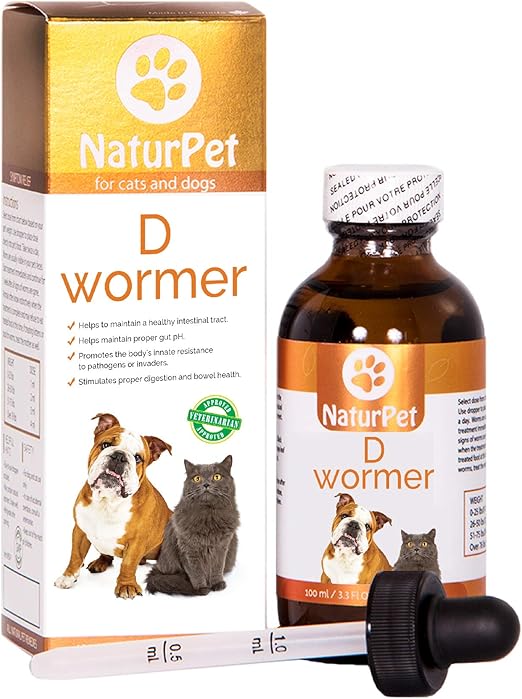 NaturPet D Wormer 100 Natural, Safe, Effective Dewormer for Dogs and Cats 3.3 oz Herbal
