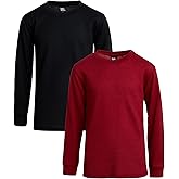 Quad Seven Boys Long Sleeve Shirts - 2 Pack Thermal Waffle Knit Crew Neck Youth Kids Boys Thermal Shirts (Sizes: 8-18)