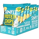 SinFit Protein Chips, 20g Protein/Bag, 50g-Bag, High Fiber, Low Carb, Gluten Free,7/box (7 Bags, Salt & Vinegar)