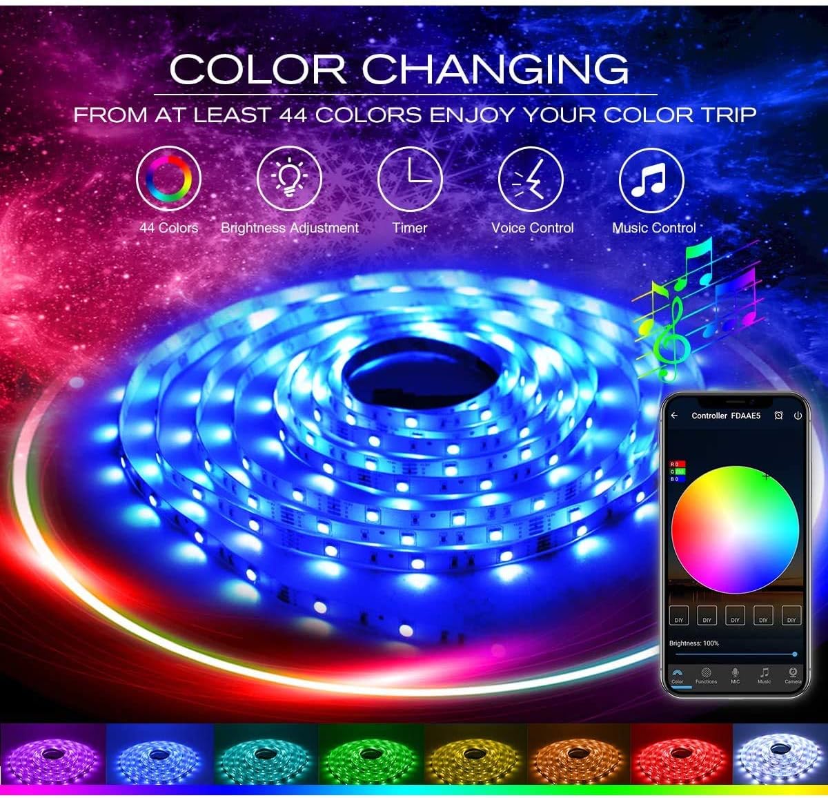 pic Daybetter Led Lights App daybetter smart wifi app control led strip lights work with alexa google assistant 32 8 feet