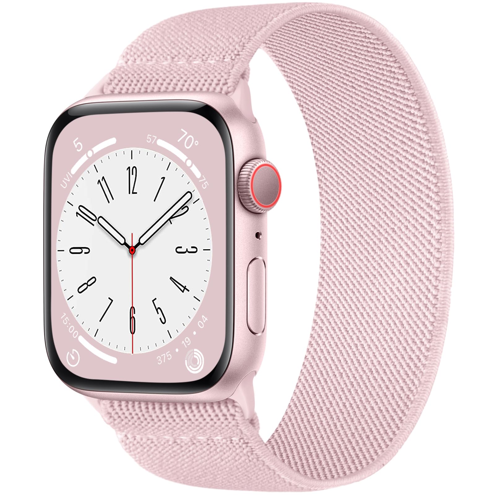 CeMiKa Compatible with Apple Watch Straps 42mm 41mm 40mm 38mm Women Men, Braided Nylon Stretchy Elastic Sport Solo Loop Replacement Band for iWatch Series 11 10 9 8 7 6 5 4 SE Ultra 3 2 1,S-SandPink