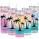 Personalized Vacation Tumbler, Custom Beach Tumbler for Women, Customized Family Vacation Trip Tumblers, Girls Trip Cups, 20 oz Insulated Tumblers with Lids and Straws, Bachelorette Trip Gifts
