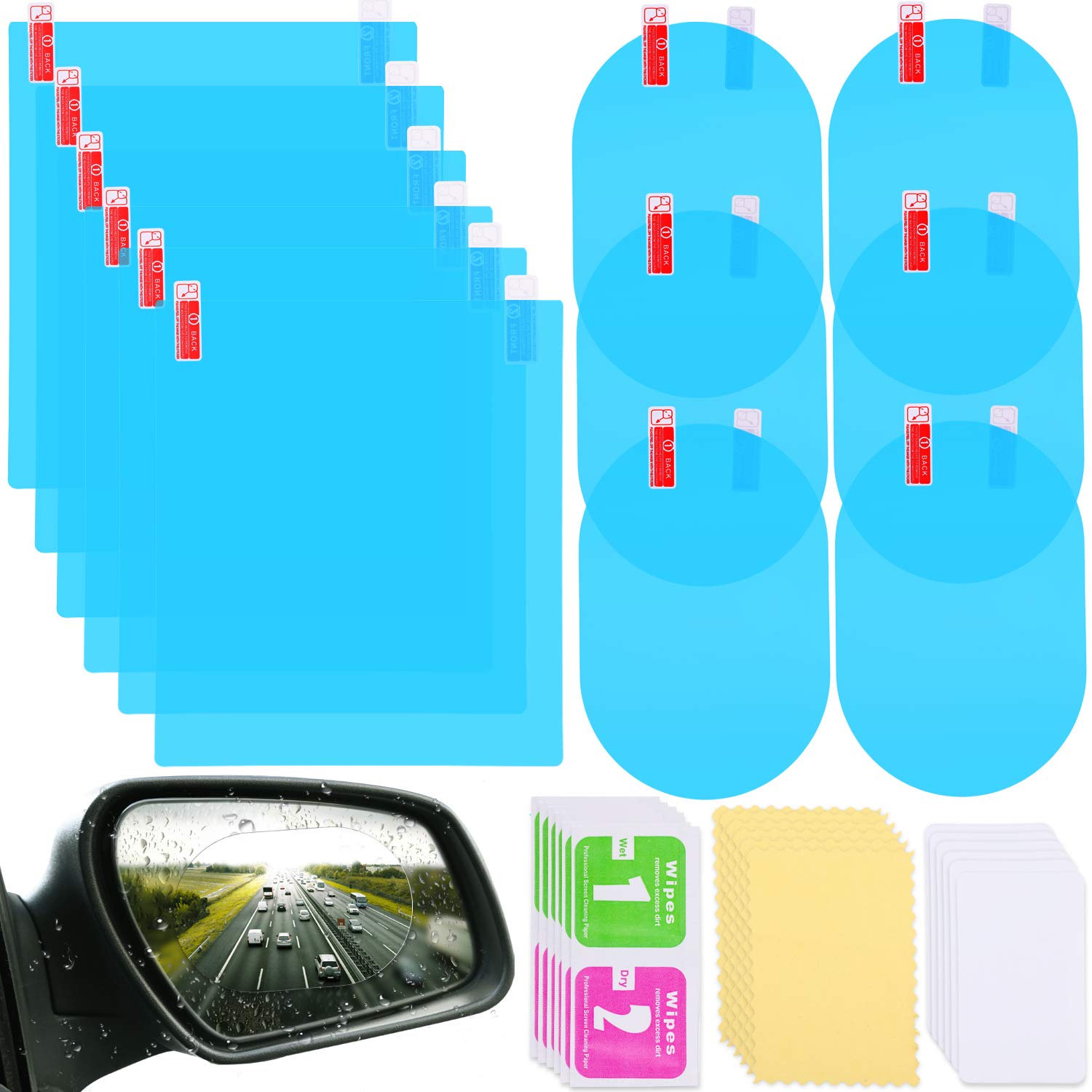 Photo 1 of 12 Pieces Car Rearview Mirror Film Rainproof Waterproof Anti Fog Nano Coating for Mirrors and Side Windows