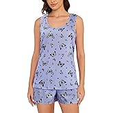 HONG HUI Womens Pajama Sets Sleeveless Tank Top and Shorts Pj Set Sleepwear,S-XXL