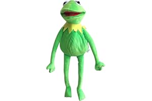 Lacroky Kermit Frog Hand Puppet with 50 Pcs Kermit The Frog Puppet Stickers, Hand Kermit Puppet Soft Stuffed Plush Toy for Boys & Girls - 24 Inches