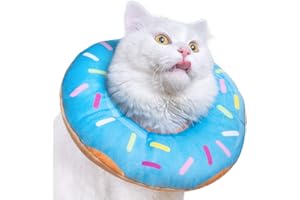 Woiworco Adjustable Cat Recovery Cones, Soft Cone for Cats, Cute Cat Donut Collar, Wound Healing Protective Cone After Surgery Elizabethan Collars for Kitten Pets(M, Blue),