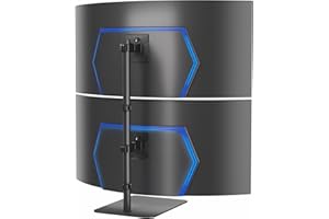 VIVO Freestanding Dual Vertically Stacked Ultra-Wide Monitor Desk Stand, Extra Tall Heavy Duty Adjustable Mount for 2 Ultrawi