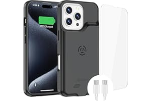 Alpatronix Battery Case for iPhone 16 Pro, Portable Strong Slim Protective Extended Charger Cover, 15W Fast Charging, High Capacity with Wireless Charging Case (BX16Pro) Matte Black