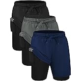 EXARUS Boys Athletic Shorts 4"/6" Quick Dry Lightweight Adjustable Elastic Waist Pockets Basketball Soccer Running