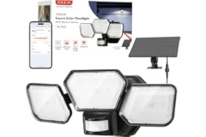 OREiN Smart Solar Outdoor Lights 330° Superwide Adjustment Solar Flood Lights 180° Motion Sensor Outdoor Lights with APP Control IP65 Waterproof Solar Motion Lights for Porch, Garage, Yard
