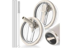 ANTAND 30oz Leak Proof Lid for Stanley Quencher H2.0 Tumbler, Flip Straw Lid Replacement 30 oz Tumbler No Spill Cover Top for Stanley Protour Stanley Cup Accessories, 2 Pack(Cream,Cream)