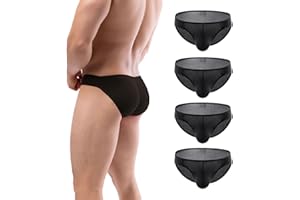 Summer Code Mens Bikini Briefs Soft Breathable Bulge Pouch Underwear Micro Mesh Panties Scrunch Butt Underpants