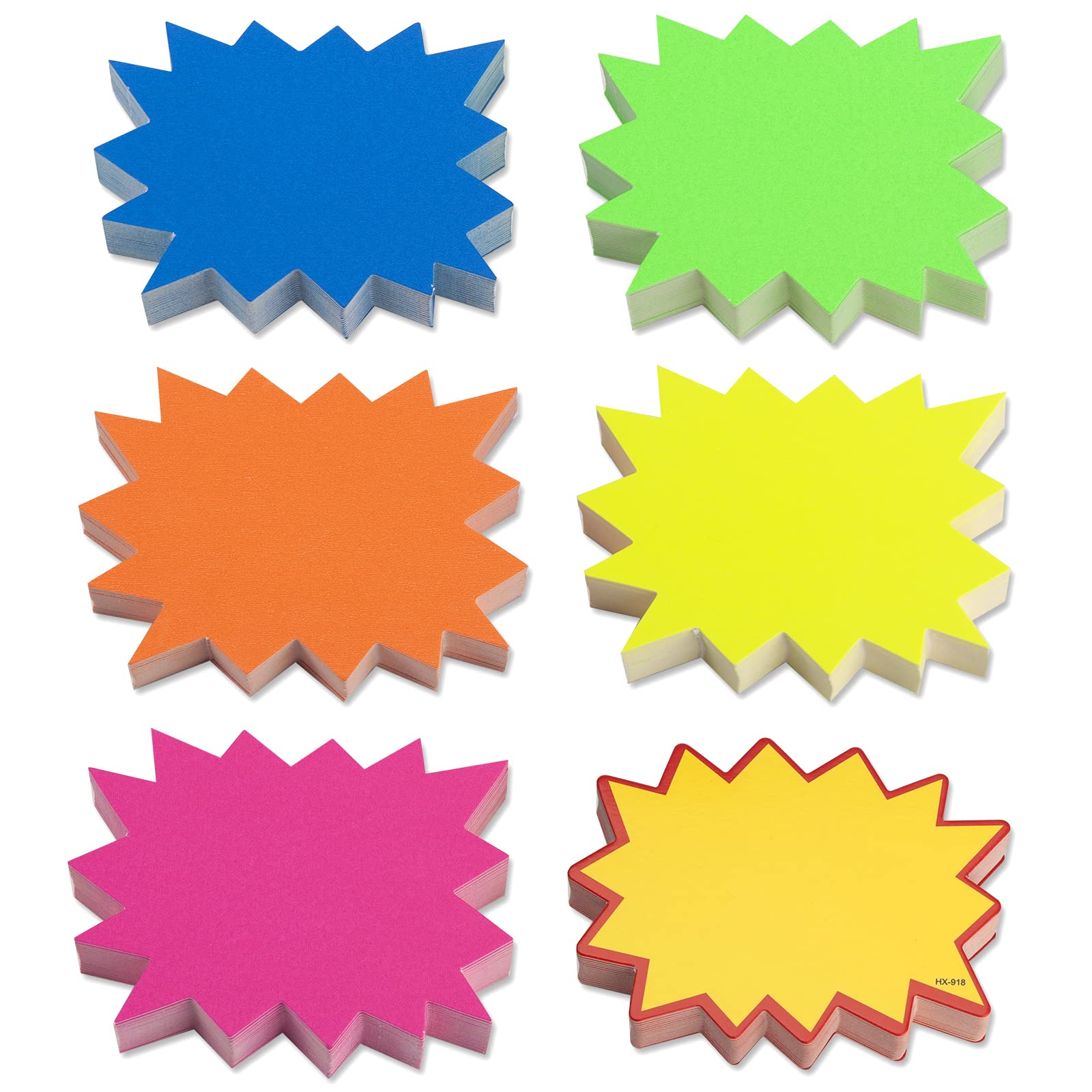 RSXING 300 Pcs Starburst Signs Fluorescent Price Signs, Blank Star Shape Signs Price Eye-catching, Retail Store Price Label Garage Sale Supplies Tags for Party Favors