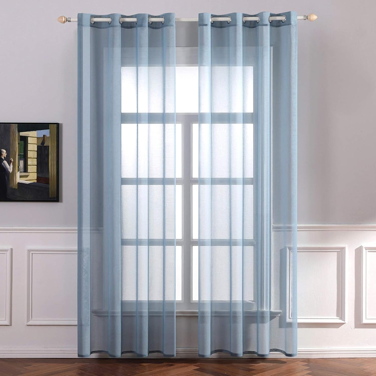 MIULEE Tende A Pannello Sfumate Grigie 140x175 Cm - 2 Pezzi Con Occhielli, Tessuto Trasparente In Poliestere - Filtra La Luce Con Stile Per Soggiorno, Camera Da Letto E Cucina