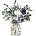 CEWOR Fake Flowers in Vase, Artificial Flowers Arrangement in Vase, Fake Floral Table Centerpieces Decor for Kitchen Farmhouse Coffee Table Living Room Bathroom Plant Decor