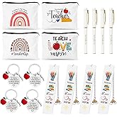 UAREHIBY 16 PCS Teacher Gifts in Bulk, Thank You Teachers Gifts With Makeup Bags, Teacher's Appreciation Week Keychain, Bookmark Gift for Teachers, Best Teacher Ever Pen Gift, Christmas Idea