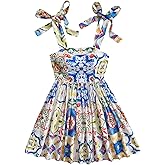 Floerns Women's Summer Floral Print Tie Shoulder Cami Dress Flare Hem Boho Mini Dress
