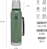 Stanley Classic 1L Vacuum Flask Hammered Green Keeps Hot Cold 24h view 2