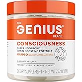Genius Consciousness, Super Nootropic Brain Supplement Powder, Mango - Boost Focus, Cognitive Function, Concentration & Memory Booster - Alpha GPC & Lions Mane Mushroom for Neuro Energy & IQ