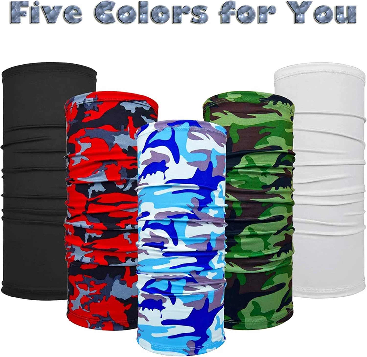 Neck Gaiter Face Mask Dust for Men Women Sun UV Protection Cool Bandana Washable Reusable Face Scarf Fishing Hunting Cycling Sports(5 Pack) : Clothing
