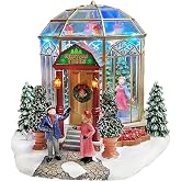 Christmas Village Lighted Tree Shop by Moments in Time LED Musical Holiday Building with Battery Operation, Handcrafted D&eacute;cor for Christmas Village Display 7.5&rdquo;