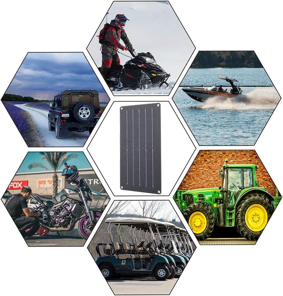 TP-solar 10 Watt 12 Volt Solar Panel Car Battery Charger 10W 12V Portable Solar Trickle Battery Maintainer with Cigarette Lighter Plug & Alligator Clip for Car Boat Motorcycle Tractor: Garden & Outdoor