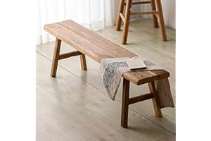 Farmhouse Wooden Dining Bench,Rustic Handcraft End of Bed Bench,Long Bench for Living Room Dining Room,Kitchen Entryway Bench