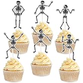 Skeleton Cupcake Toppers - 18pcs Halloween Skull Party Cupcake Picks - Happy Halloween Nightmare Before Xmas Party Decorations -Gothic Birthday Cake Decor