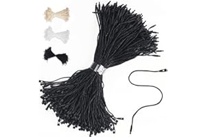 600 Pcs Waxed Hang Tag String with Lockers,Snap Lock Pin Loop Fastener Hook Ties Tag Strings,Easy and Fast to Attach for Clot