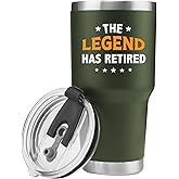 Panvola The Legend Has Retired Tumbler Retirement Gifts For Women Men Vacuum Insulated Stainless Steel Tumbler With Removable Lid And Straw Green 30 oz