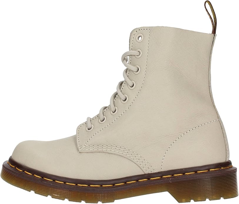 Amazon.com | Dr. Martens Womens Pascal Ivory Virginia 8 Eyelet Leather Ankle DM Boots Size 9 | Boots
