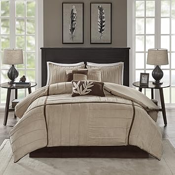 Amazon Com Madison Park Dune 7 Piece Comforter Set Beige Queen